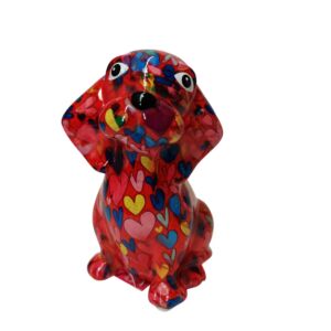 TIRELIRE BASIL CHIEN BEAGLE POMME PIDOU ROSE ET COEUR