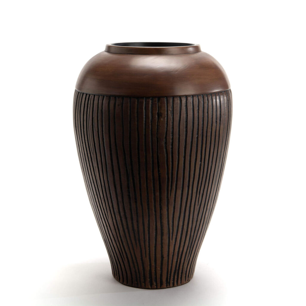 VASE AJACCIO EN RESINE NOIR ET MARRON 41 X 27 X 27 CM - Photo N°1