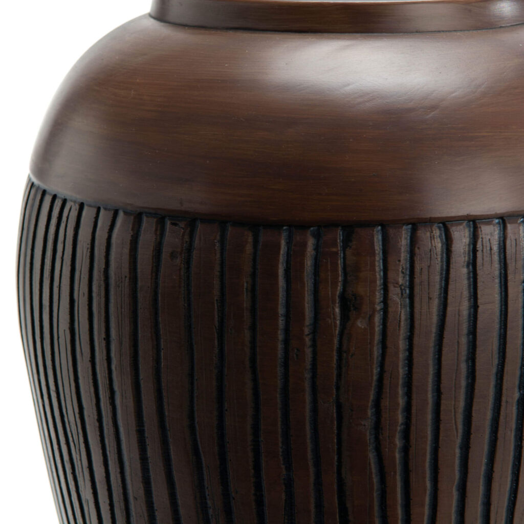 VASE AJACCIO EN RESINE NOIR ET MARRON 41 X 27 X 27 CM - Photo N°2