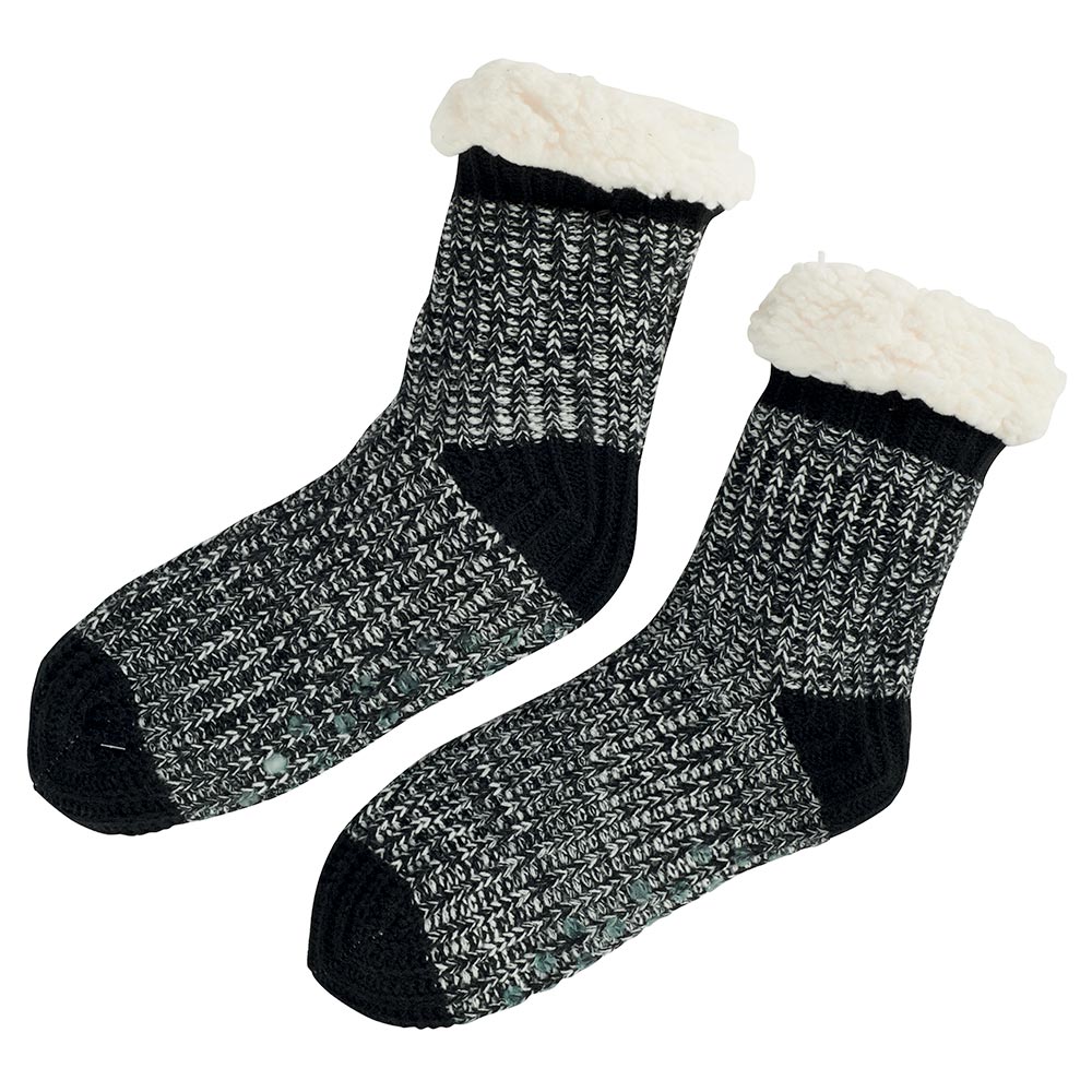 CHAUSSETTES HOMME SEMELLES ANTI DERAPANTES NOIRE ET BLANCHE 42-47 - Photo N°1