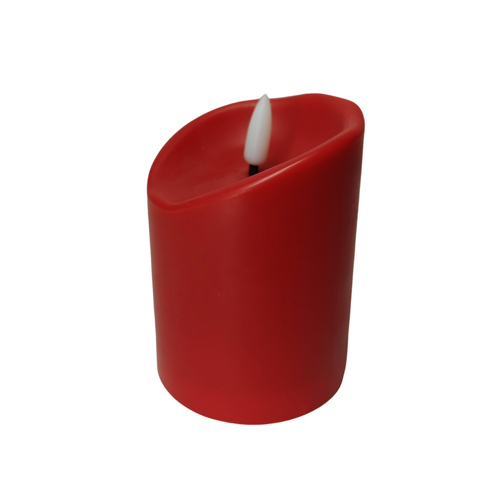 BOUGIE LED CYLINDRIQUE ROUGE 7.5 X 10 X 7.5 CM - Photo N°3