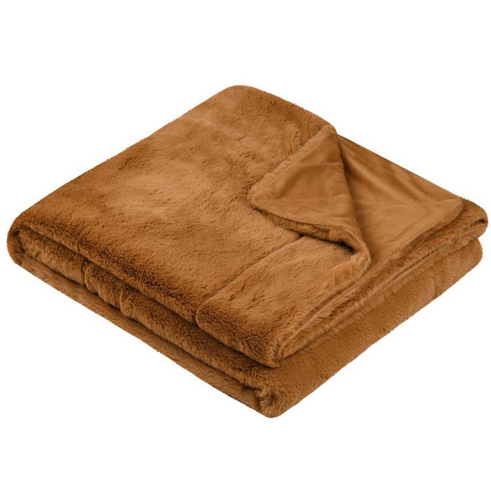 PLAID MAGNUS CAMEL 130 X160 CM - Photo N°1