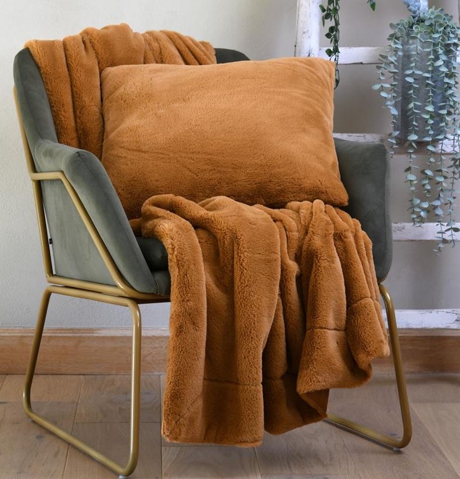 PLAID MAGNUS CAMEL 130 X160 CM - Photo N°3