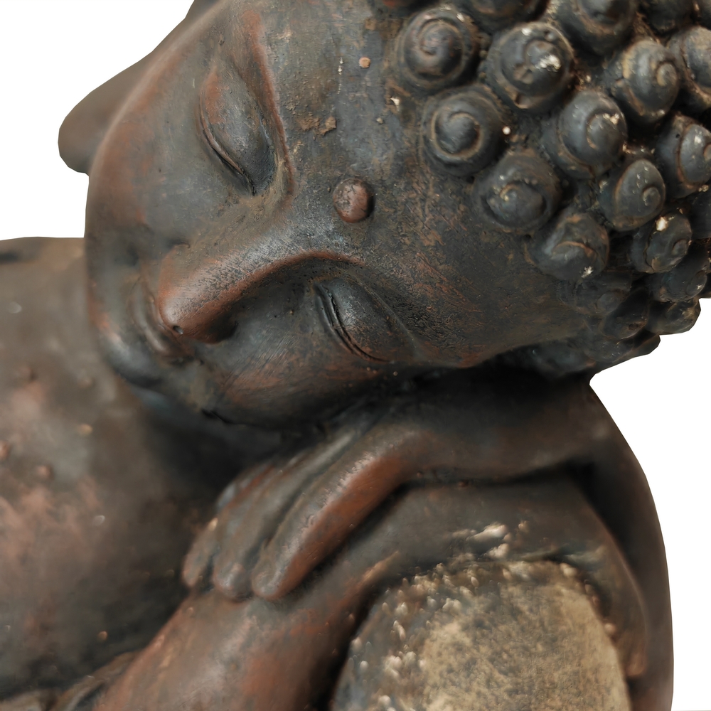 STATUE FIBRE DE VERRE SAKYAMUNI REVEUR 43 CM BOUDDHA VIEILLI - Photo N°3