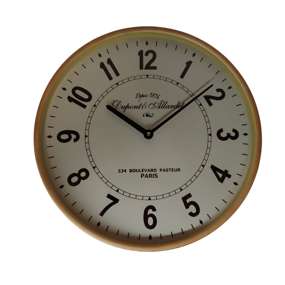 HORLOGE TEMPUS BOIS CLAIR FOND BLANC DUPONT ALLARDET  40 CM - Photo N°1