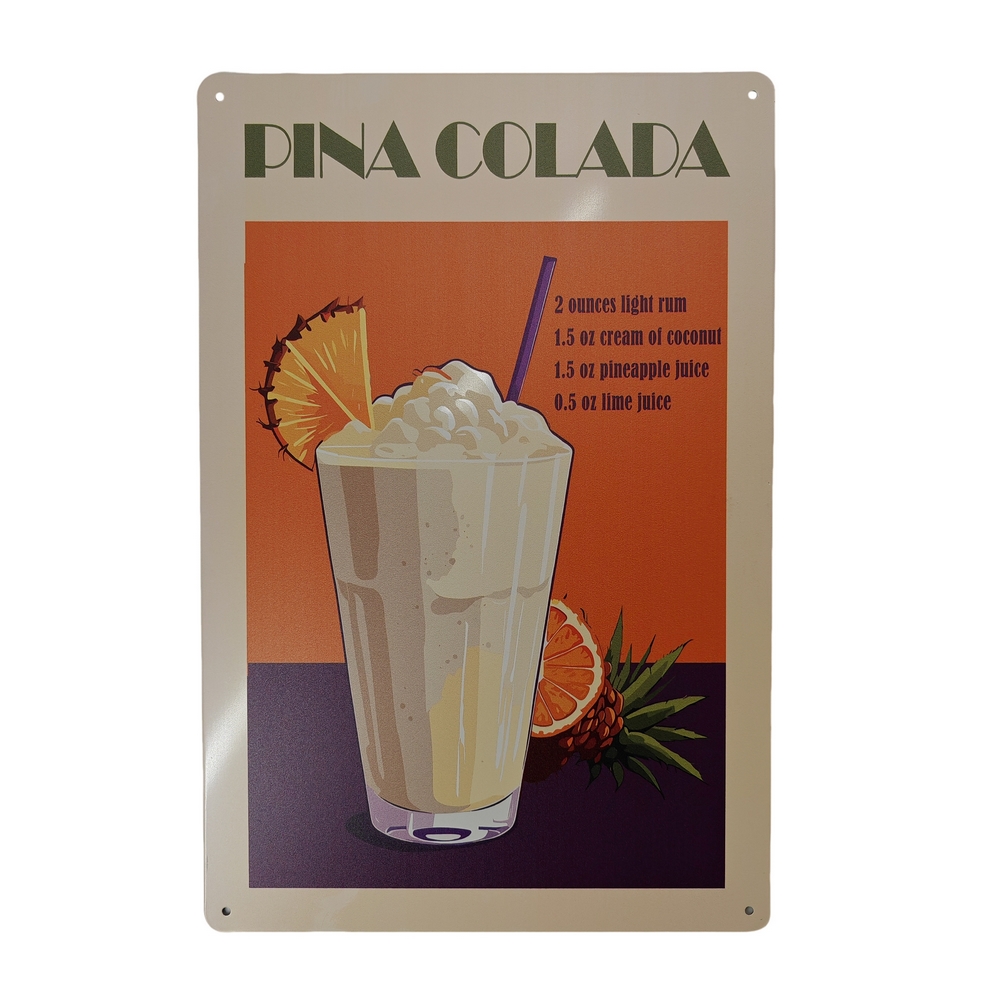 PLAQUE METAL 20X30 CM RECETTE DE PINA COLADA - Photo N°1