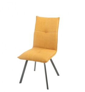 CHAISE ASCOT PIED METAL GRIS MAT ASSISE TISSU MOUTARDE 45 X 64 X 95 CM