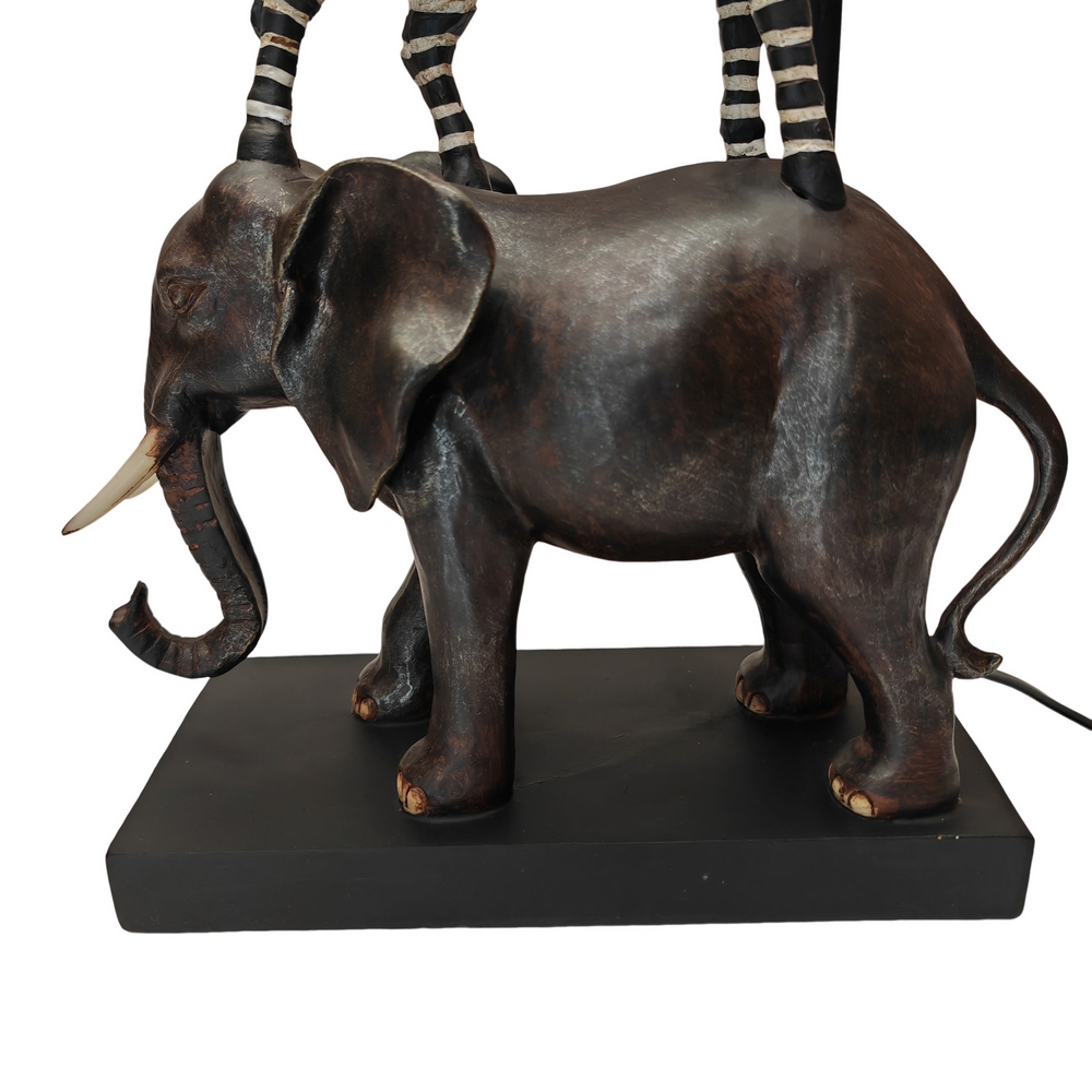 LAMPE A POSER SAFARI EN RESINE ELEPHANT ZEBRE SAFARI  70 CM - Photo N°5