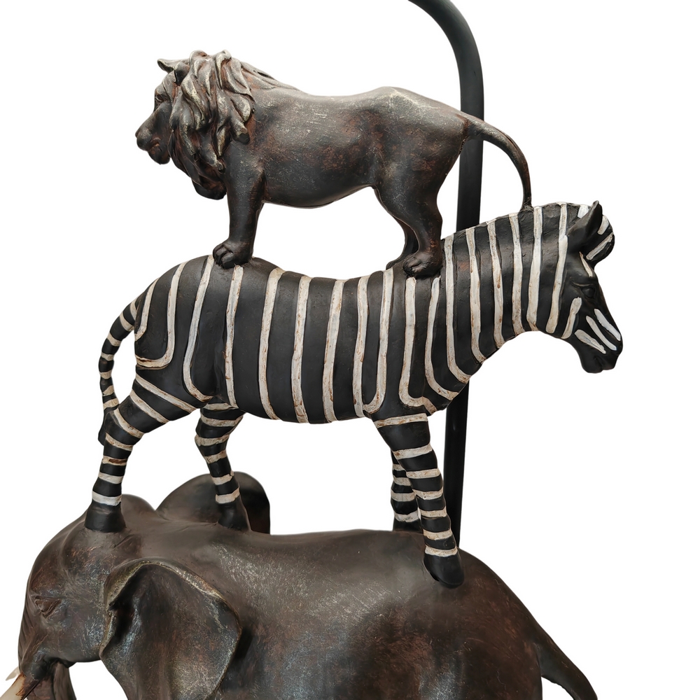LAMPE A POSER SAFARI EN RESINE ELEPHANT ZEBRE SAFARI  70 CM - Photo N°4