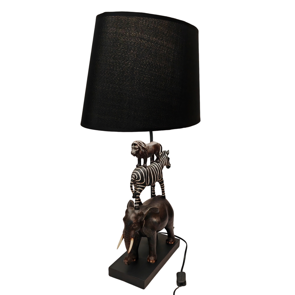 LAMPE A POSER SAFARI EN RESINE ELEPHANT ZEBRE SAFARI  70 CM - Photo N°2