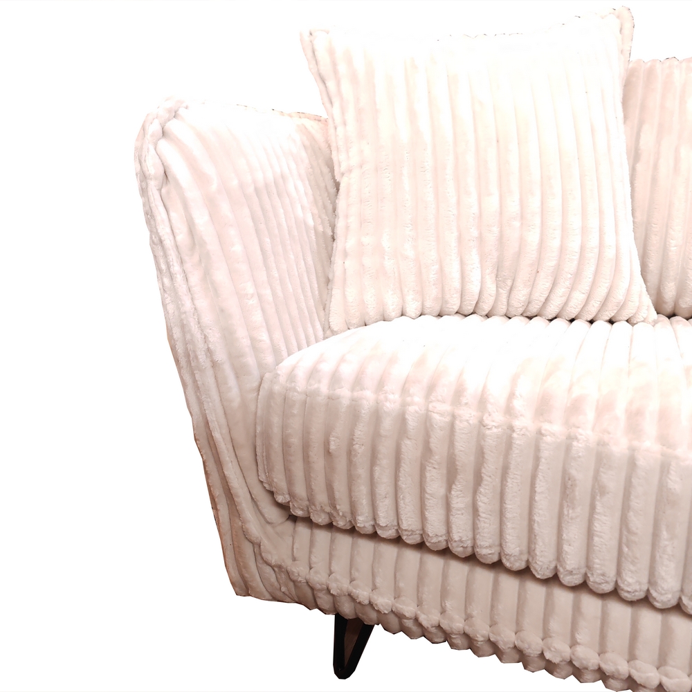 CANAPE 3 PLACES HASTING TILIA TISSU BLANC 129  PIEDS FER NOIR 204 X 86 X 95 CM - Photo N°5