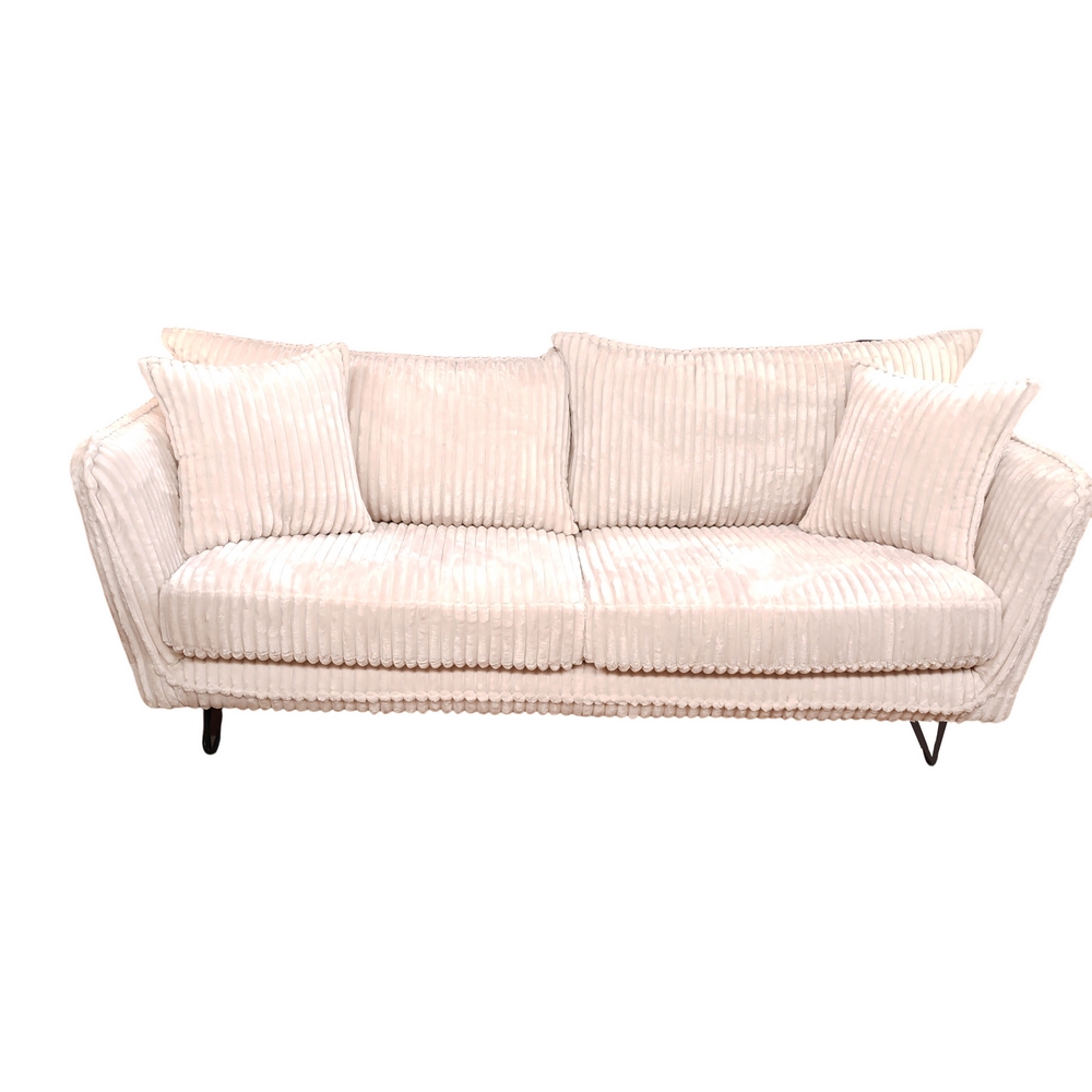 CANAPE 3 PLACES HASTING TILIA TISSU BLANC 129  PIEDS FER NOIR 204 X 86 X 95 CM - Photo N°1