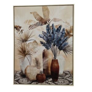 TOILE VASES ET FEUILLAGES TROPICALES 60 x 80 cm