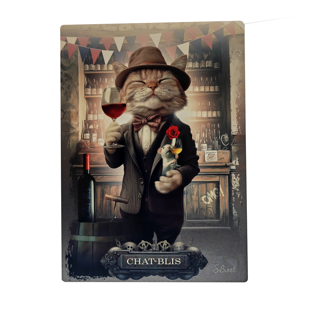 IMPRESSION S BINET CHAT-BLIS SUR DIBOND AVEC ATTACHE 20 X 28 CM - Photo N°1