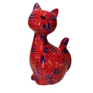 TIRELIRE CHAT CARAMEL POMME PIDOU ROSE ET COEURS