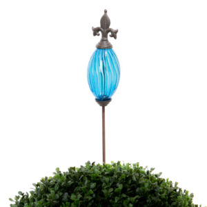 TUTEUR BOULE ROSACE BLEUE EN VERRE ET DECOR 10 X 107 CM