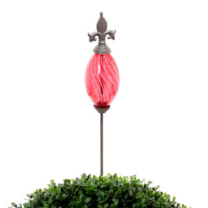 TUTEUR BOULE ROSACE ROUGE EN VERRE ET DECOR 10 X 107 CM