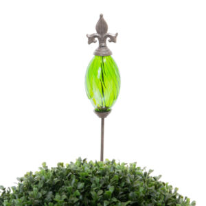 TUTEUR BOULE ROSACE VERTE EN VERRE ET DECOR 10 X 107 CM