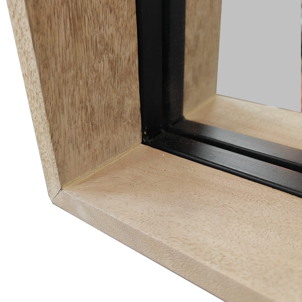 MIROIR SALLE DE BAIN MODELE IPN MANGUIER ET METAL   90 X 80 X 12 CM - Photo N°5