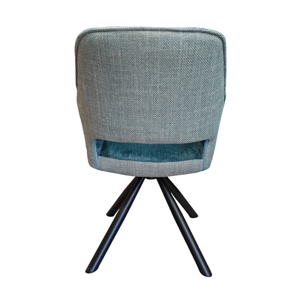 CHAISE ACCOUDOIR TOURNANTE CHILKO PIED NOIR TISSU / VELOURS BLEU 65 X 85 X 63 CM - Photo N°7