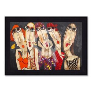 TOILE TENUES DE SOIREE ENCADREMENT NOIR M. GONNIN 93 X 133 CM