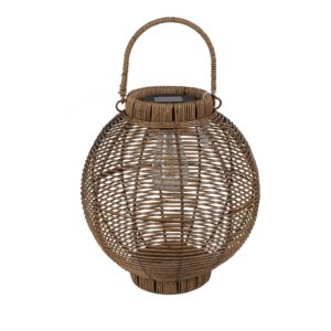 LANTERNE EN RESINE COULEUR NATUREL SOLAIRE AMPOULE LED 30 X 33 X 30 CM