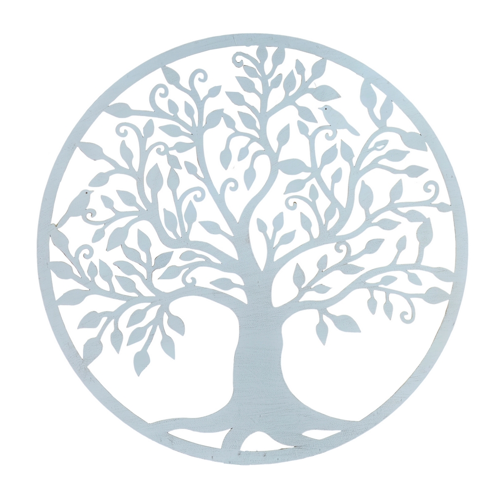 DECORATION MURALE RONDE EN METAL BLANC ARBRE DE VIE 99 CM - Photo N°7