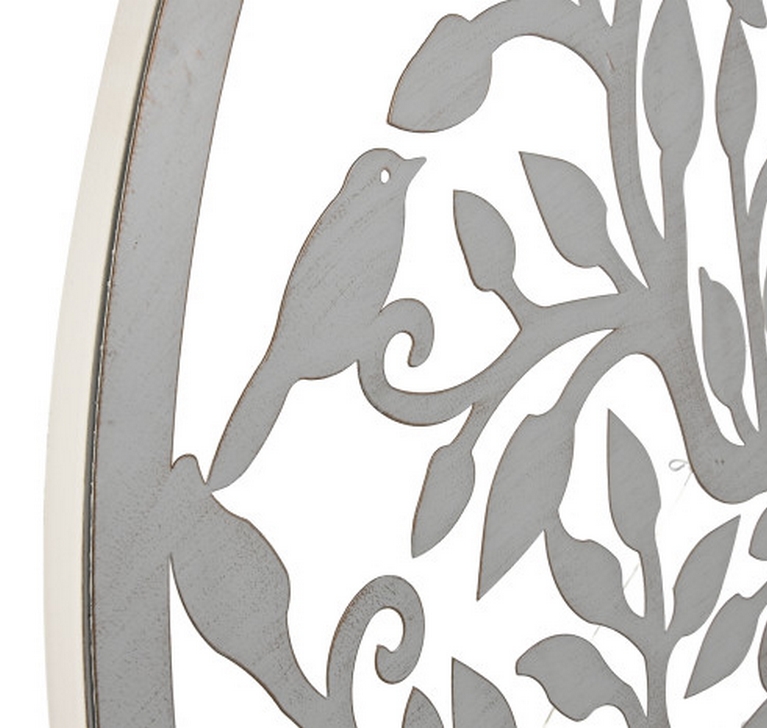 DECORATION MURALE RONDE EN METAL BLANC ARBRE DE VIE 99 CM - Photo N°4