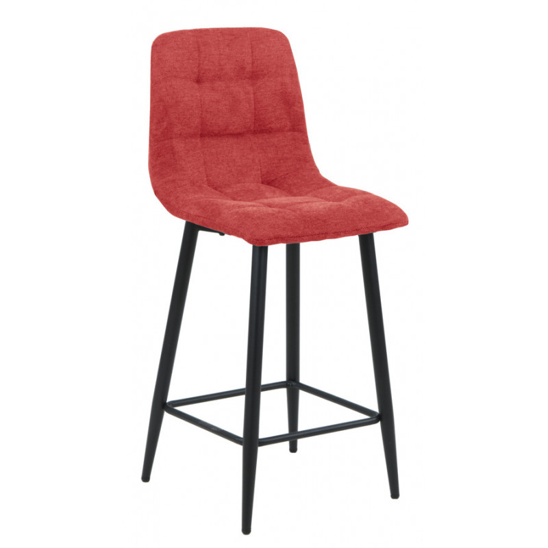 CHAISE D'ILOT PIED METAL NOIR ASSISE TISSU ROUGE 46 X 52 X 95 CM - Photo N°1