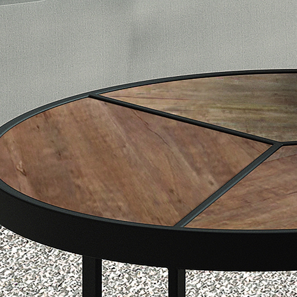 SET DE 2 TABLES GIGOGNES LAVEU RONDES BOIS ET METAL 70 x 40 - 50 x 32 CM - Photo N°6