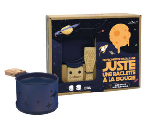 SET 2 RACLETTES INDIVIDUEL ROND METAL DECOR ETOILES BLEU FONCE