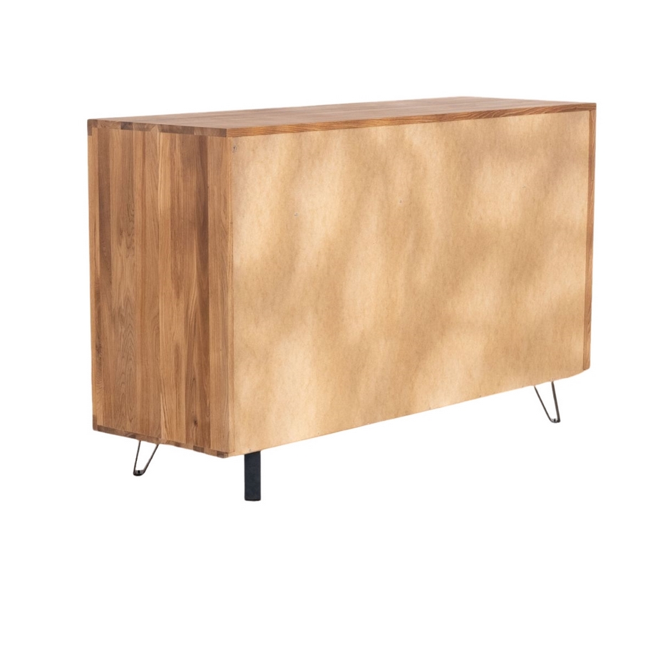 BAHUT BAS WAVE CHENE MASSIF HUILE TON MIEL 3 PORTES 2 TIROIRS 145 X 90 X 48 CM - Photo N°5