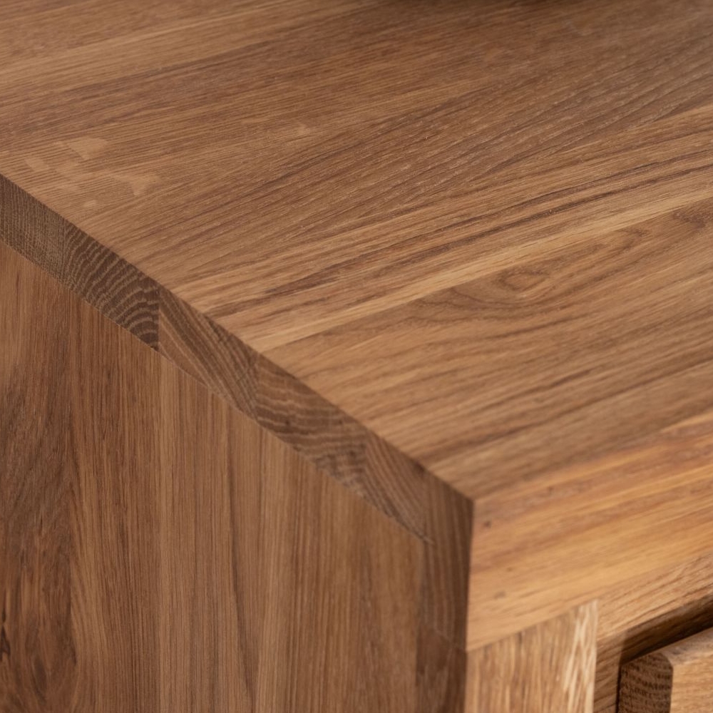 BAHUT BAS WAVE CHENE MASSIF HUILE TON MIEL 3 PORTES 2 TIROIRS 145 X 90 X 48 CM - Photo N°3