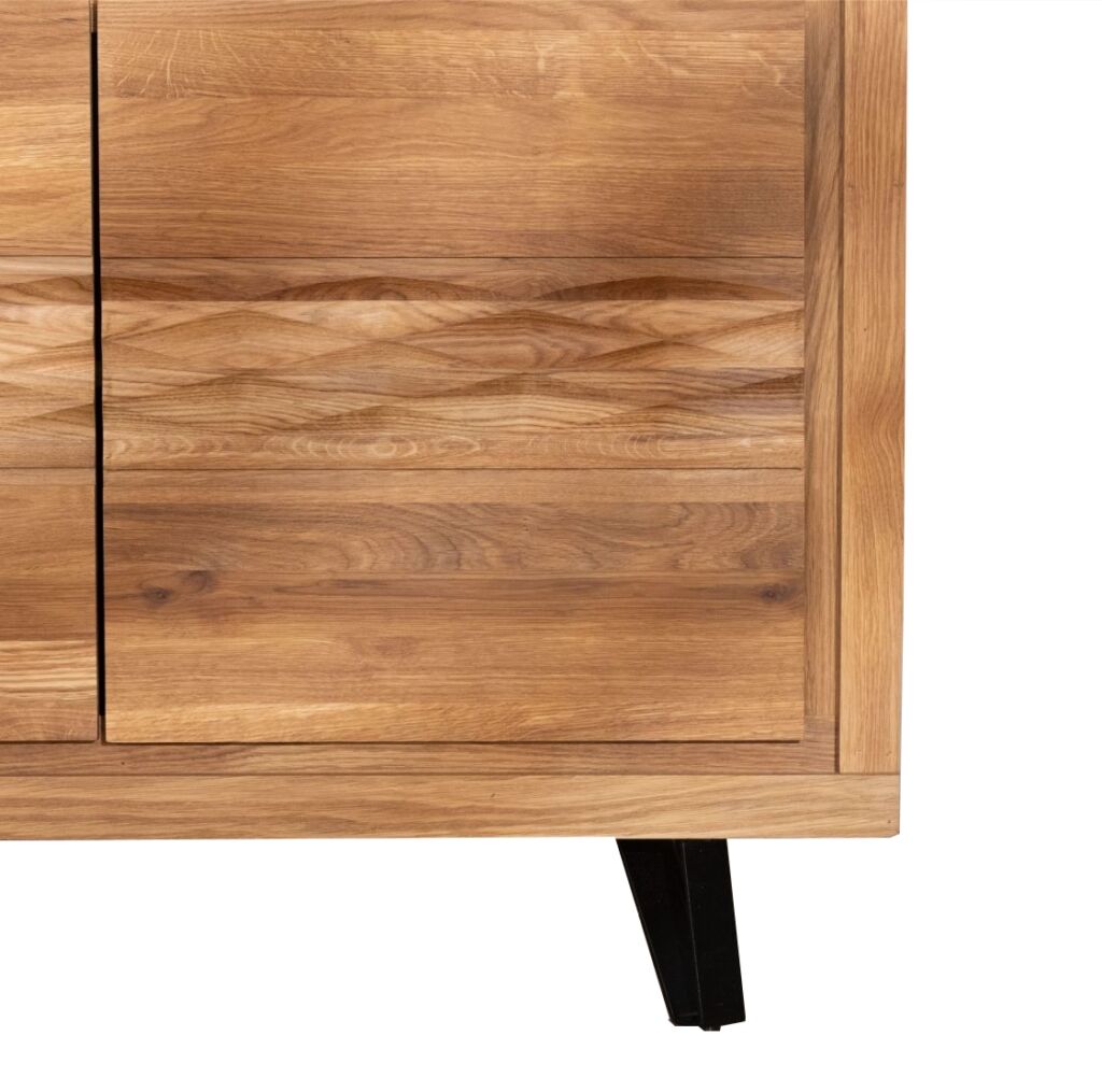 BAHUT BAS WAVE CHENE MASSIF HUILE TON MIEL 4 PORTES 2 TIROIRS 190 X 90 X 48 CM - Photo N°4