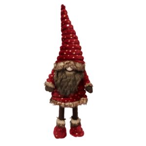 GRAND GNOME QUI BOUGE EN TEXTILE ROUGE ET MARRON HAUT 90 CM