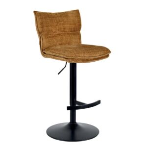 CHAISE DE BAR TOPLEY TISSU MOUTARDE REGLABLE HAUTEUR 46  X 91/105  X 55 CM