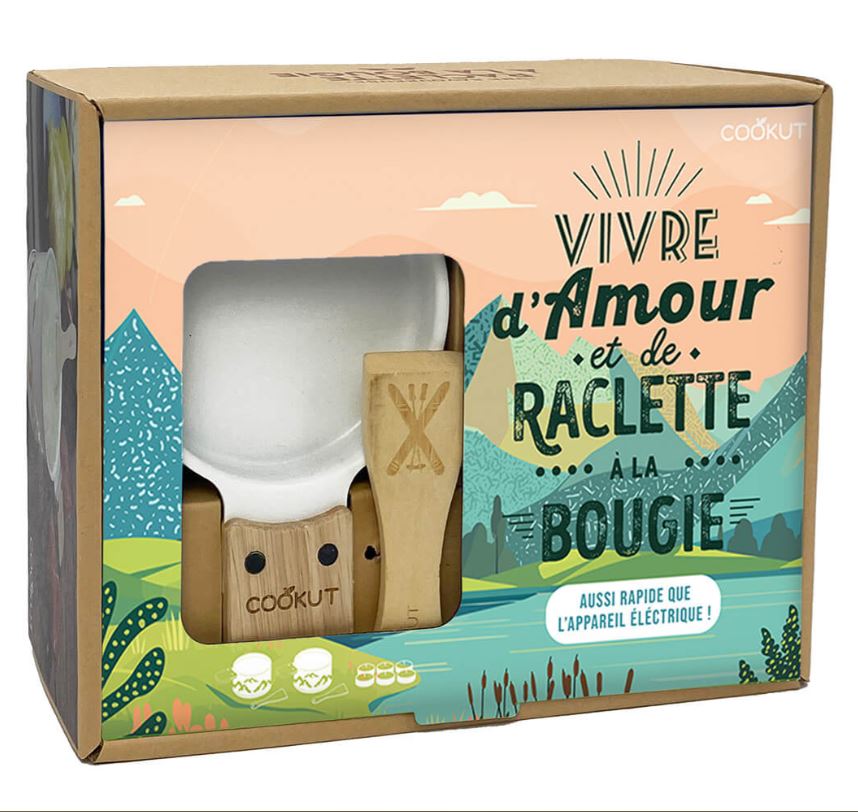 SET 2 RACLETTES INDIVIDUEL ROND METAL DECOR MONTAGNES BLANCHES - Photo N°2