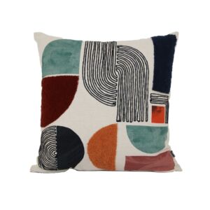 COUSSIN KALI IMPRIME BRODE 45 X 45 BLUE STONE