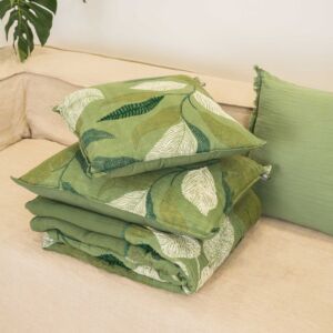 COUSSIN FOLIO IMPRIME BRODE 45 X 45 VERT OLIVE
