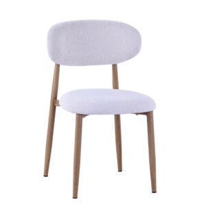 CHAISE COPENHAGUE PIEDS METAL EFFET BOIS ASSISE TISSU IVOIRE 55 X 80 X 52 CM