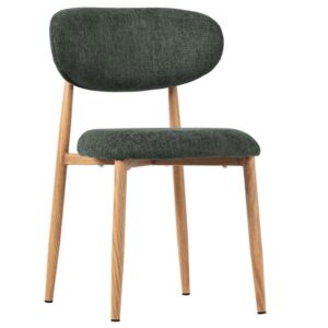 CHAISE COPENHAGUE PIEDS METAL EFFET BOIS ASSISE TISSU VERT KAKI 55 X 80 X 52 CM