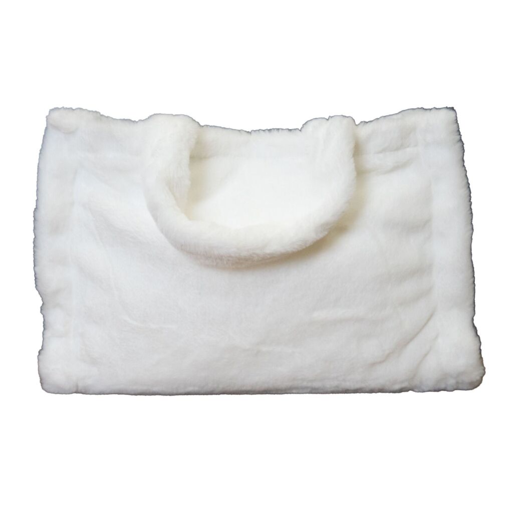 SAC FAUSSE FOURRURE BLANCHE DEUX ANSES 38 X 30 X 12 CM - Photo N°5