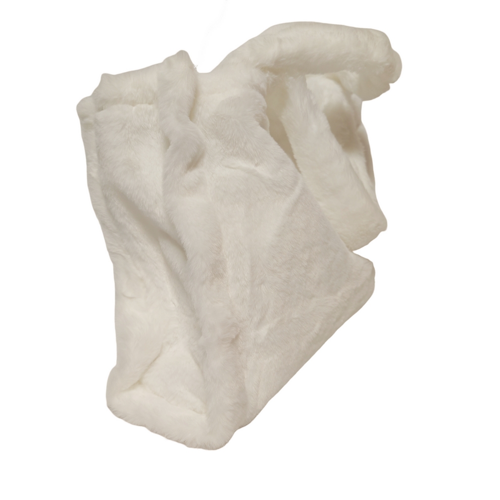 SAC FAUSSE FOURRURE BLANCHE DEUX ANSES 38 X 30 X 12 CM - Photo N°3