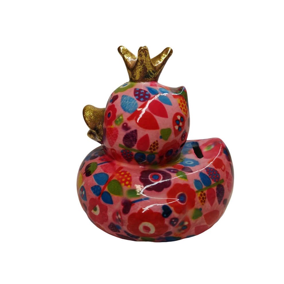 TIRELIRE CANARD DUCKY POMME PIDOU ROSE ET FLEURS - Photo N°4