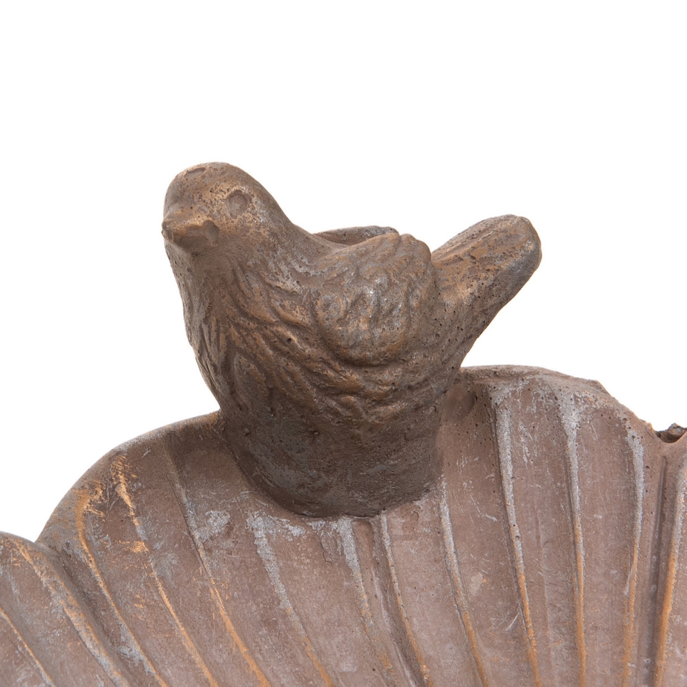 BAIN A OISEAUX VEGETAL EN CIMENT FINITION CUIVRE 21 X 9 X 20 CM - Photo N°2