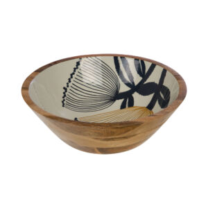 SALADIER EVA BOIS DE MANGUIER ET DECOR FLEURS 35 X 12 CM