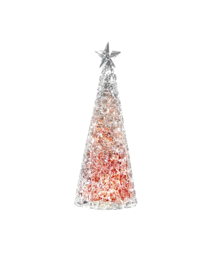 SAPIN CONE ROUGE LAMPE DECORATION PAILLETTES MOBILES 33 CM - Photo N°3