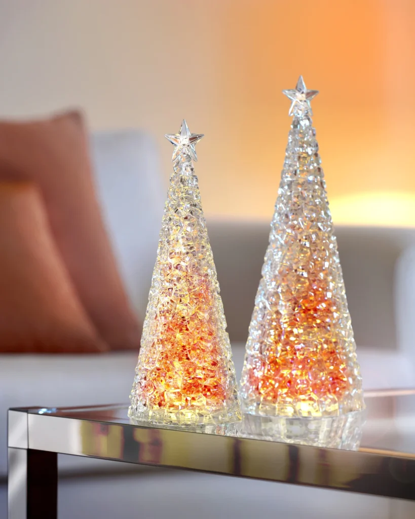 SAPIN CONE ROUGE LAMPE DECORATION PAILLETTES MOBILES 33 CM - Photo N°1
