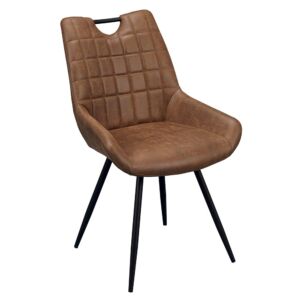 CHAISE DINA MICROFIBRE PIEDS NOIR METAL TISSU MARRON 56 X 86 X 59.5 CM