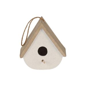 CABANE A OISEAUX TERRE CUITE BLANCHE A SUSPENDRE 17.5 X 18 X 13 CM